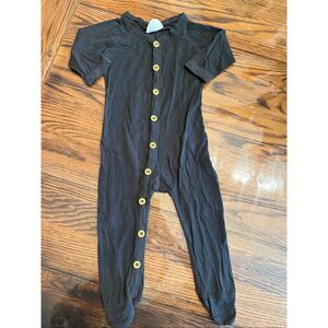 Kate Quinn‎ the Woods Black Soft Wood Button Down Henley Footie Size 3-6 Months